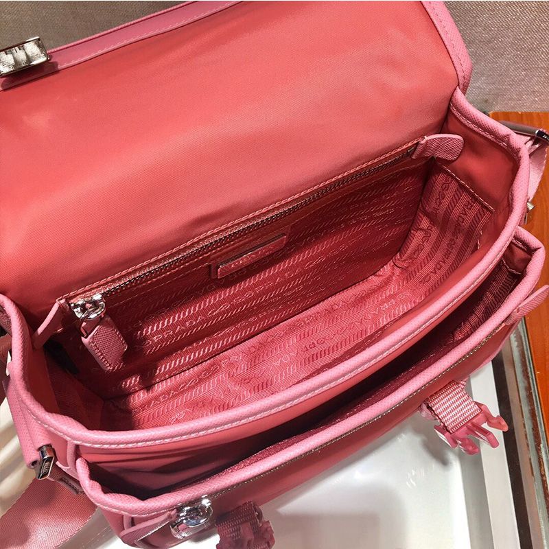 Prada 2VD034 Nylon And Saffiano Leather Bag In Pink