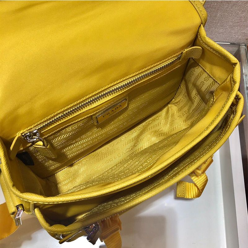 Prada 2VD034 Nylon And Saffiano Leather Bag In Yellow