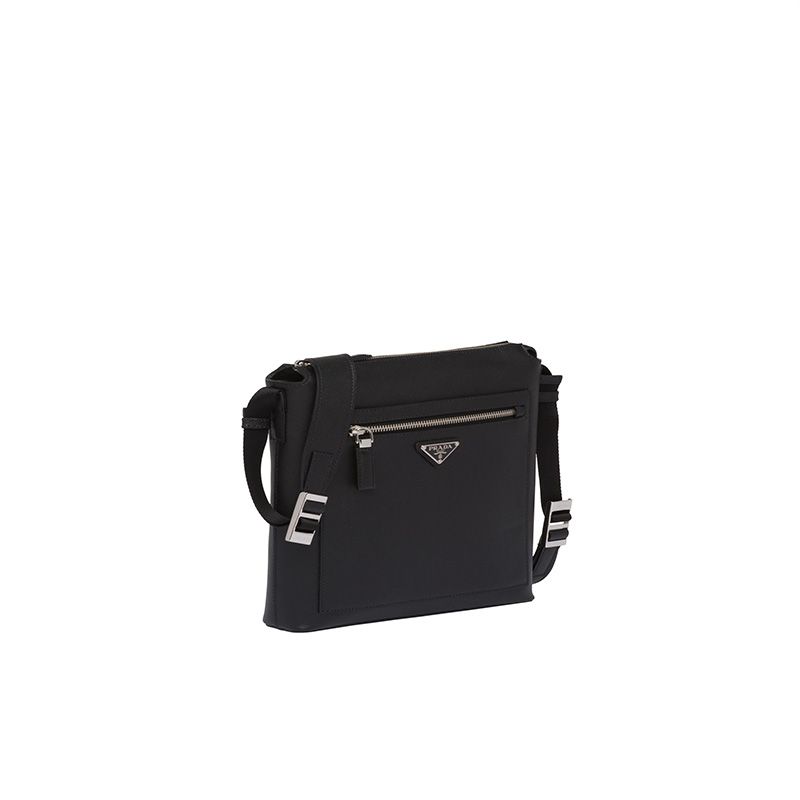 Prada 2VH062 Triangle Saffiano Leather Cross-Body Bag In Black