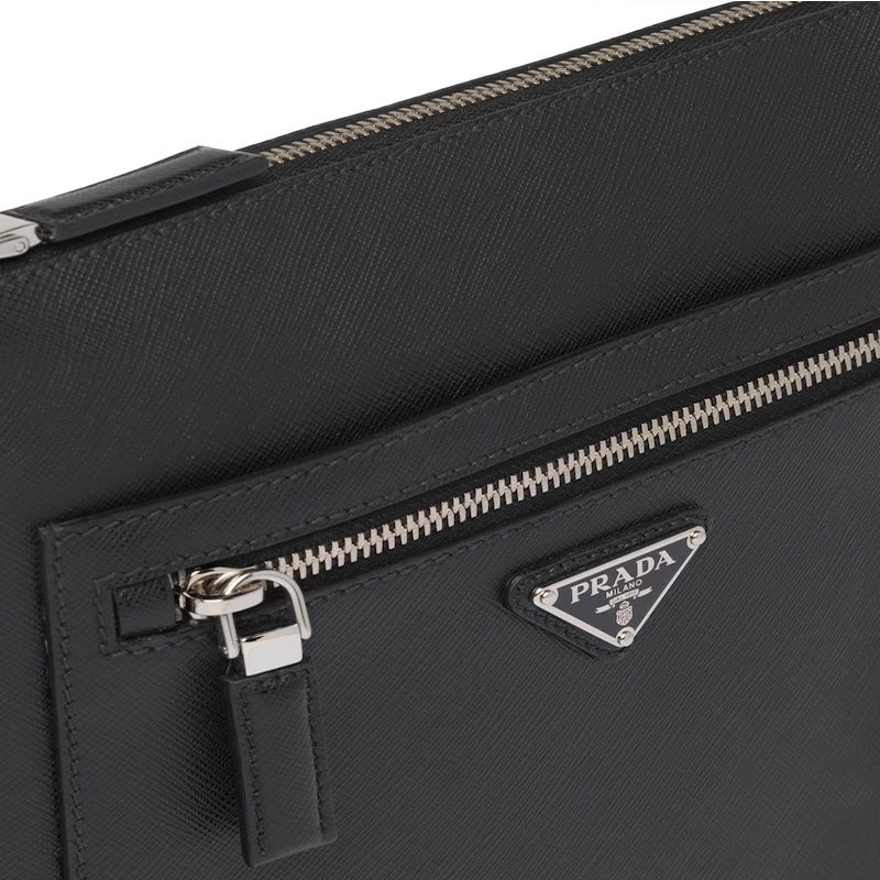 Prada 2VH062 Triangle Saffiano Leather Cross-Body Bag In Black