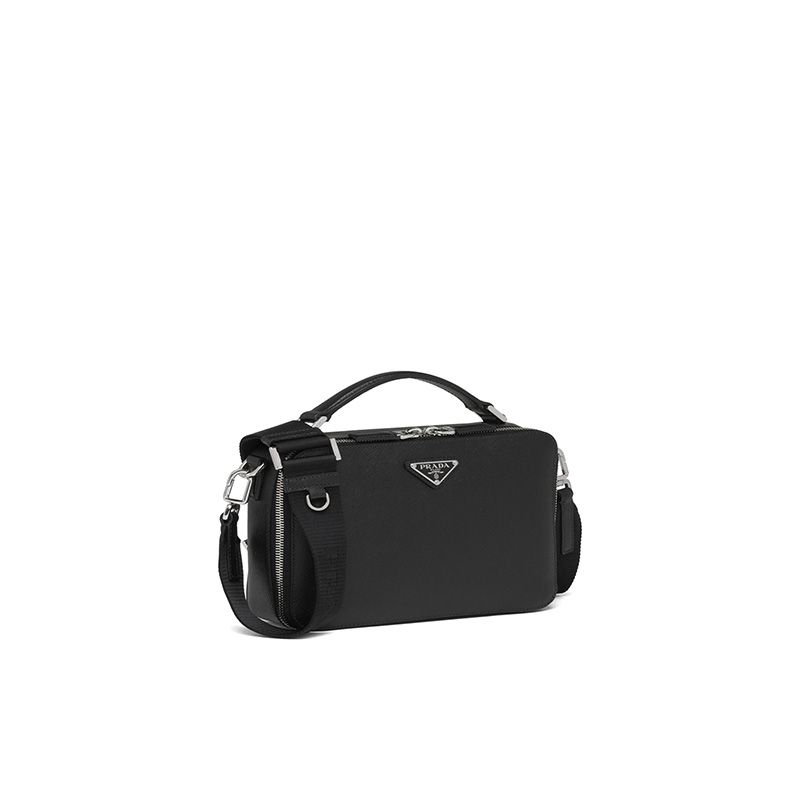 Prada 2VH069 Saffiano Leather Brique Bag In Black