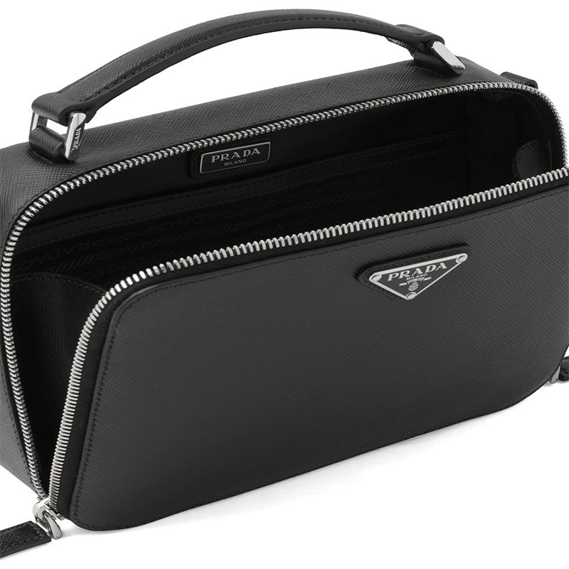 Prada 2VH069 Saffiano Leather Brique Bag In Black