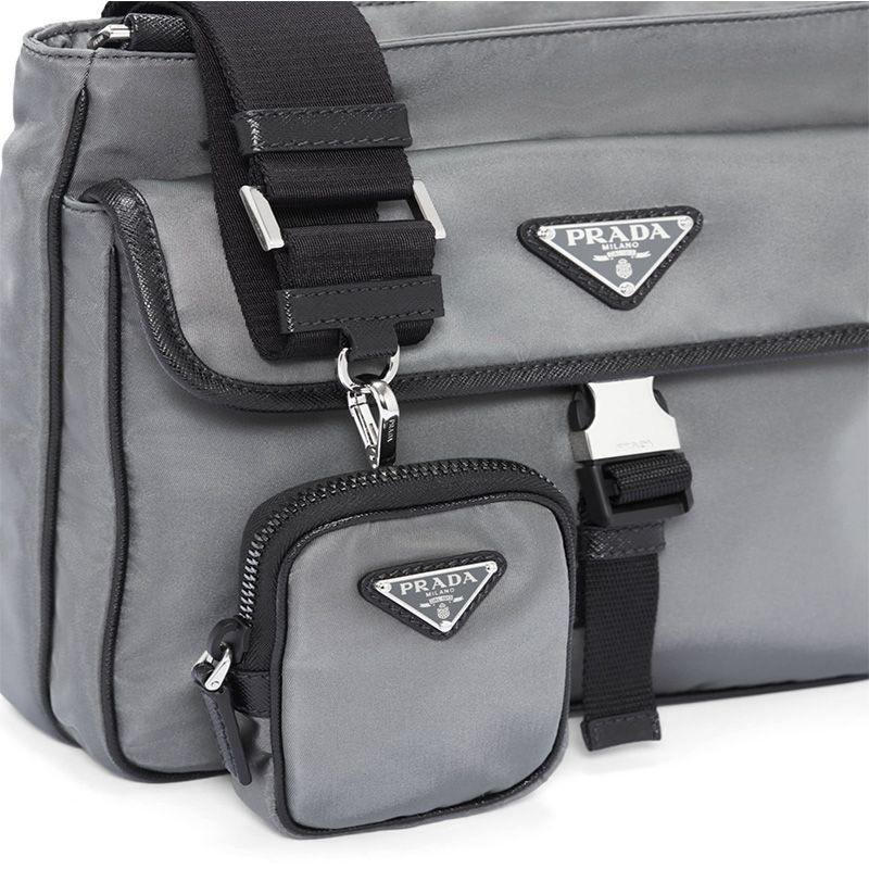 Prada 2VH110 Nylon Cross-Body Bag In Grey