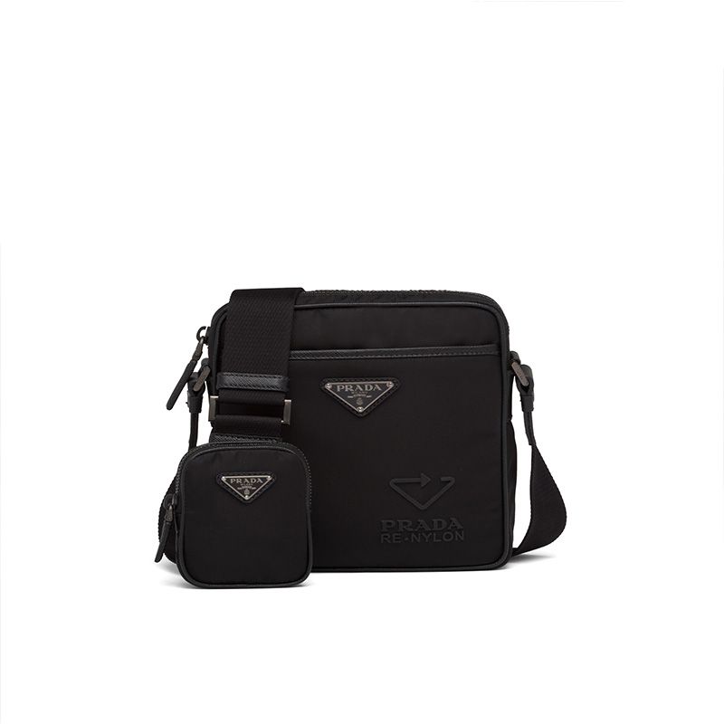 Prada 2VH112 Re-Nylon And Saffiano Leather Shoulder Bag In Black