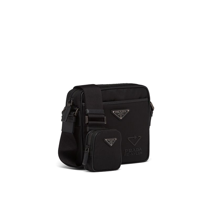 Prada 2VH112 Re-Nylon And Saffiano Leather Shoulder Bag In Black