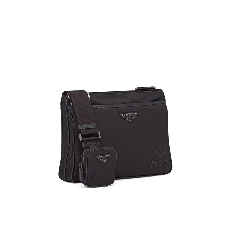 Prada 2VH118 Re-Nylon And Saffiano Leather Shoulder Bag In Black