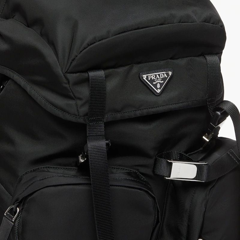 Prada 2VZ019 Re-Nylon And Saffiano Leather Backpack In Black