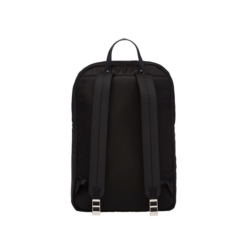 Prada 2VZ021 Rubber Logo Nylon Backpack In Black