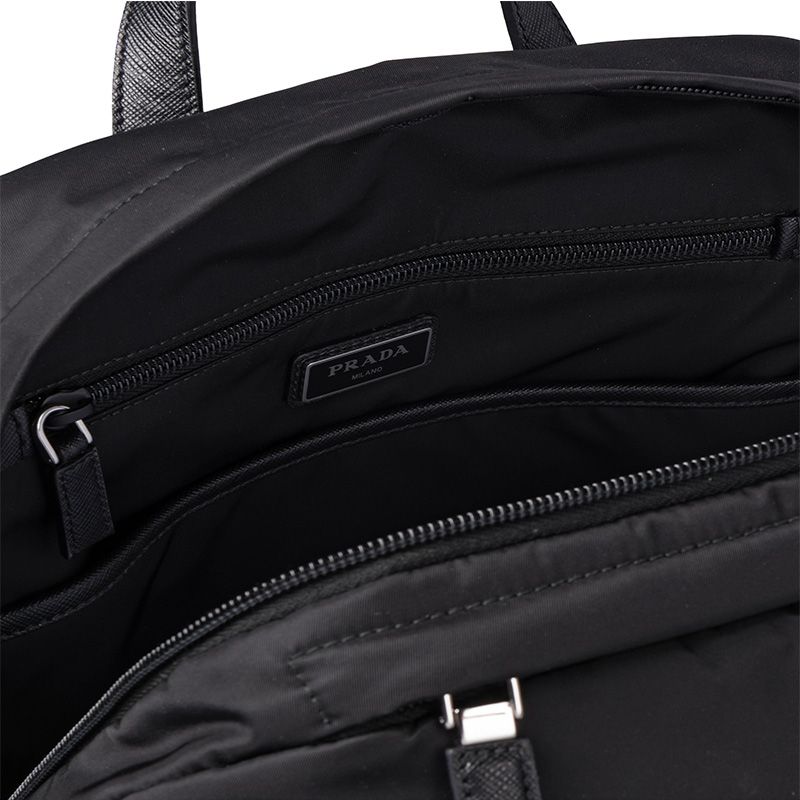 Prada 2VZ028 Nylon And Saffiano Leather Backpack In Black