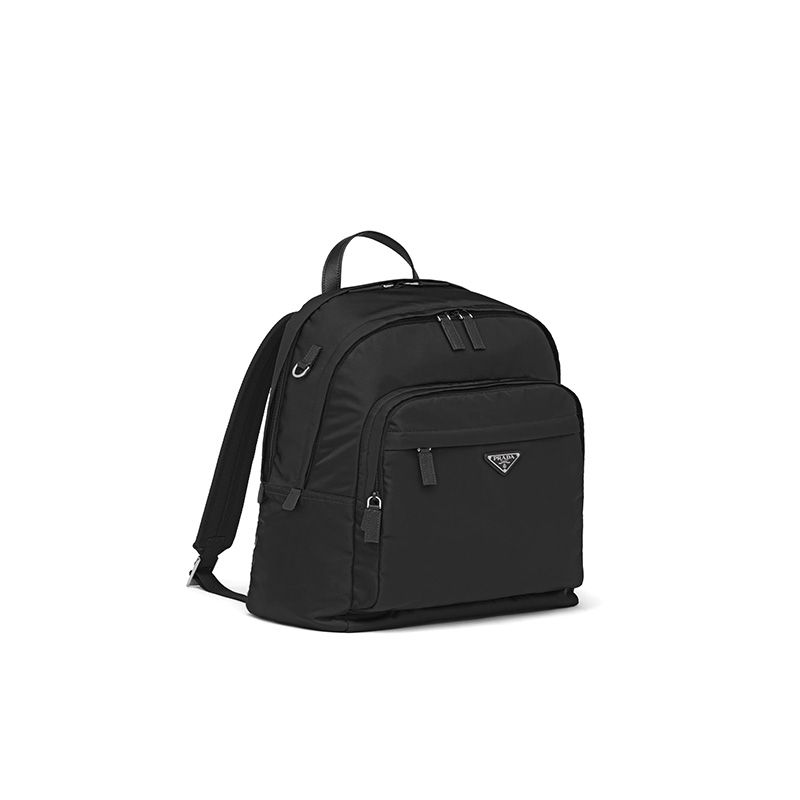 Prada 2VZ048 Nylon And Saffiano Leather Backpack In Black