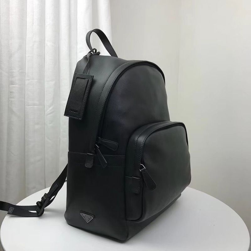 Prada 2VZ066 Calf Leather Backpack In Black