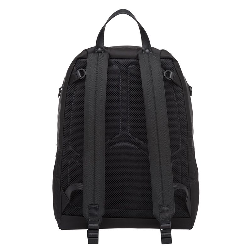 Prada 2VZ066 Stripe Nylon Backpack In Black/Green