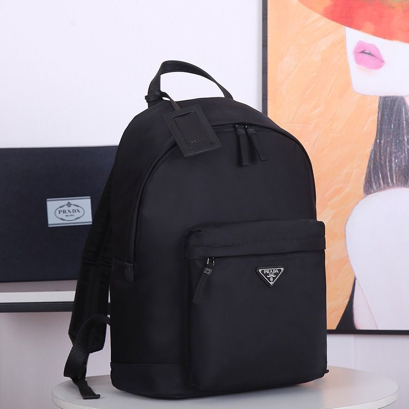 Prada 2VZ071 Nylon And Saffiano Leather Backpack In Black