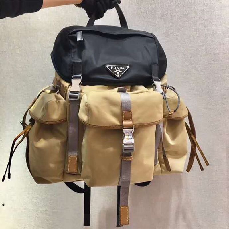 Prada 2VZ074 Nylon Backpack In Apricot