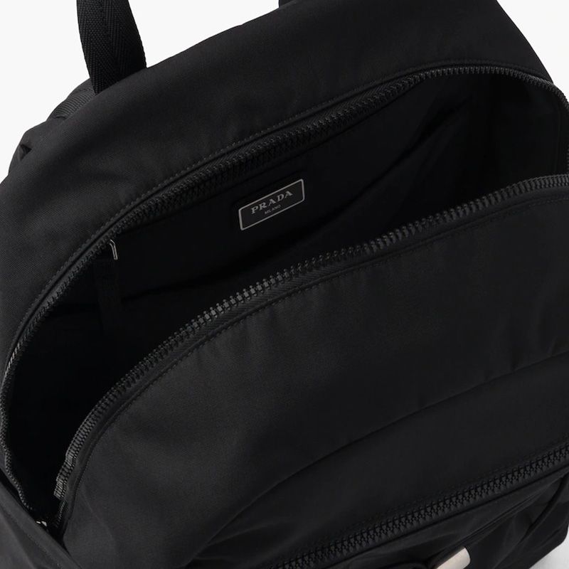 Prada 2VZ085 Technical Fabric Backpack In Black