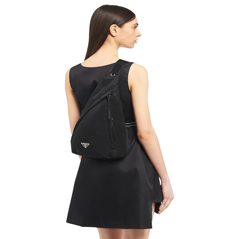 Prada 2VZ092 Re-Nylon And Leather Backpack In Black