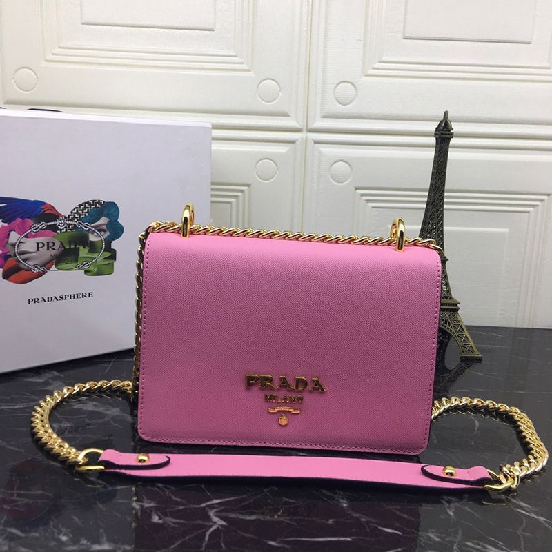 Prada 1BD133 Calf Leather Shoulder Bag In Pink