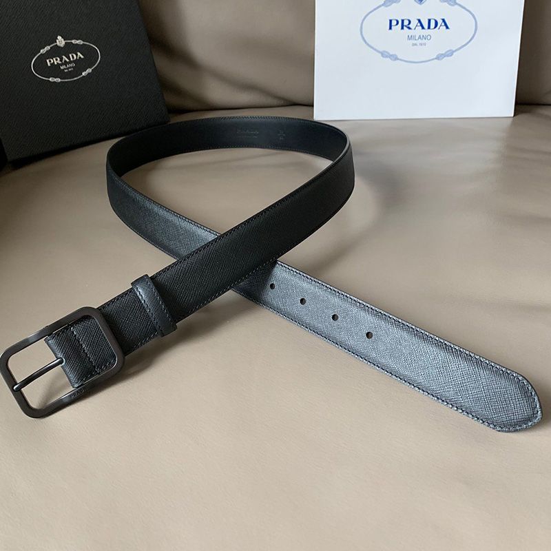 Prada Saffiano Leather Belt In Black