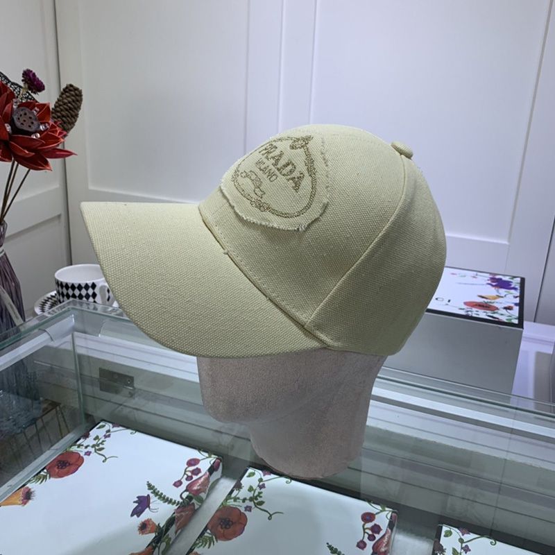 Prada Canvas Baseball Cap With Logo In Beige