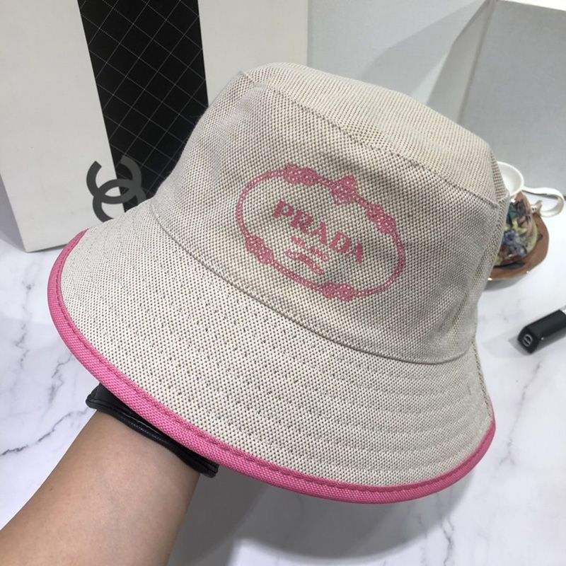 Prada Canvas Bucket Hat In Pink