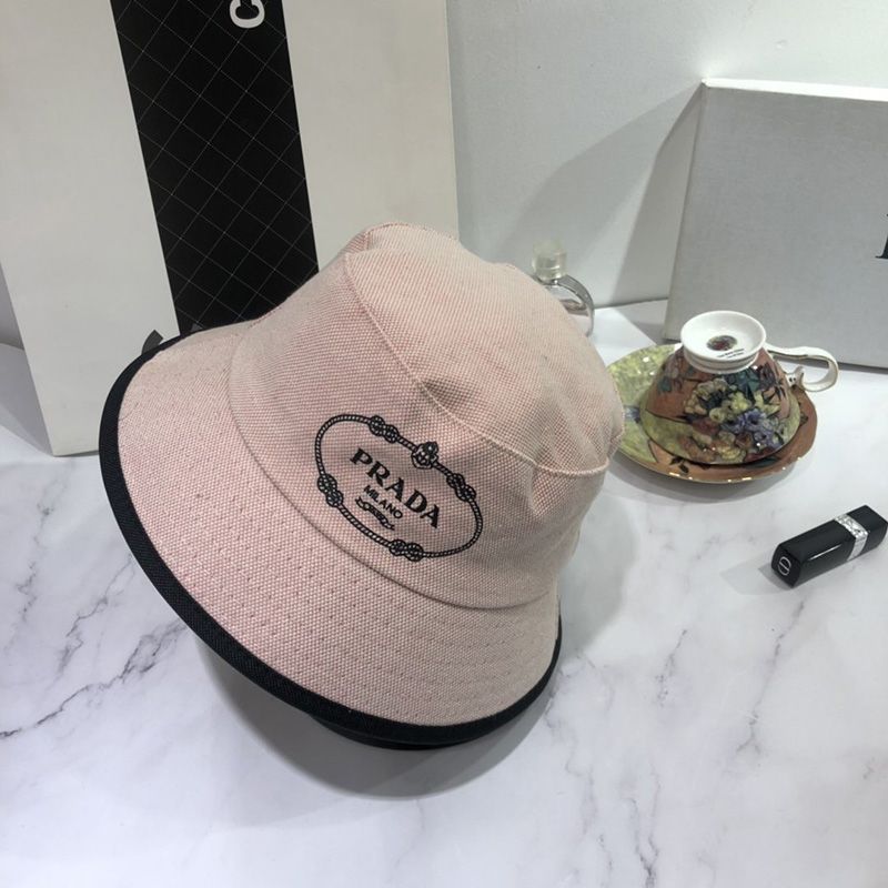 Prada Canvas Bucket Hat In Beige