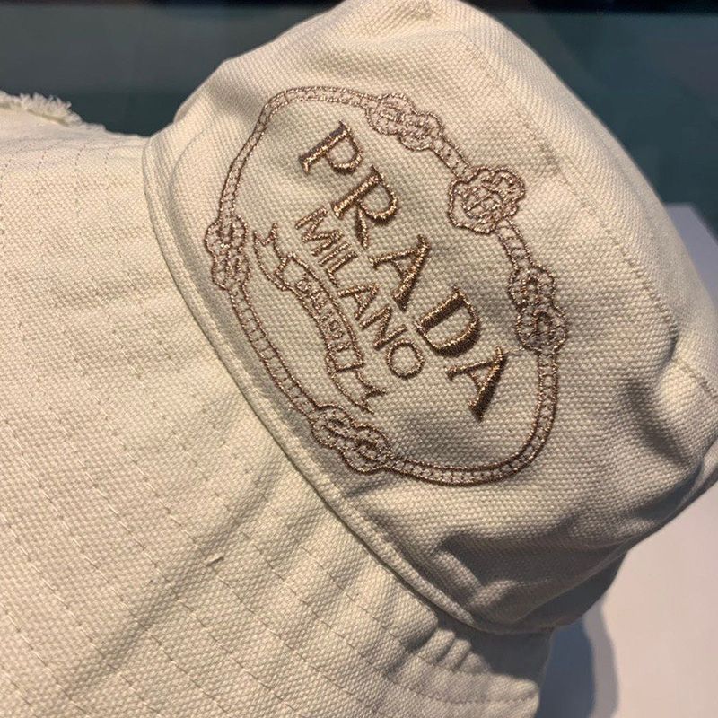 Prada Cotton Bucket Hat In White