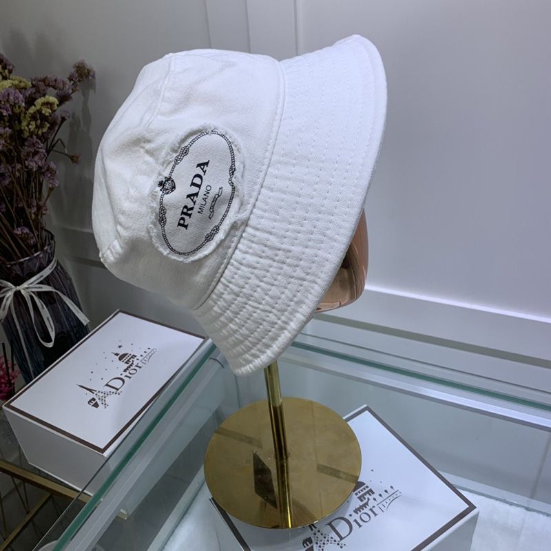 Prada Cotton Fisherman Hat In White