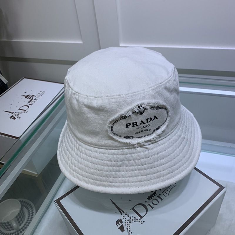 Prada Cotton Fisherman Hat In White