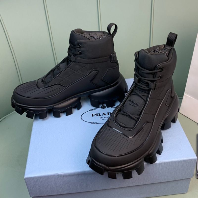 Prada Flying Woven Film Combat Boots Men In Black