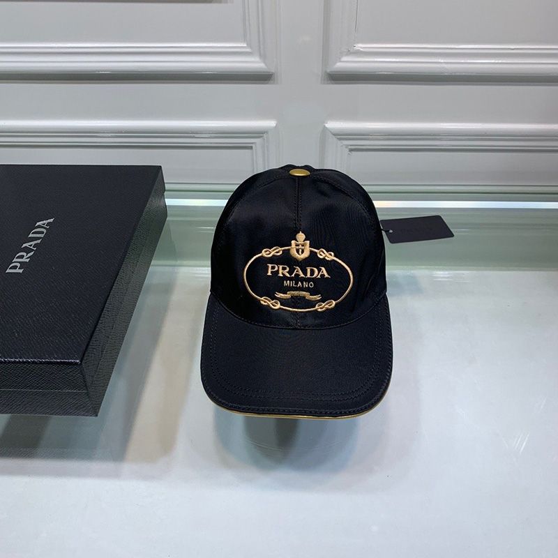 Prada Nylon Baseball Cap In Black