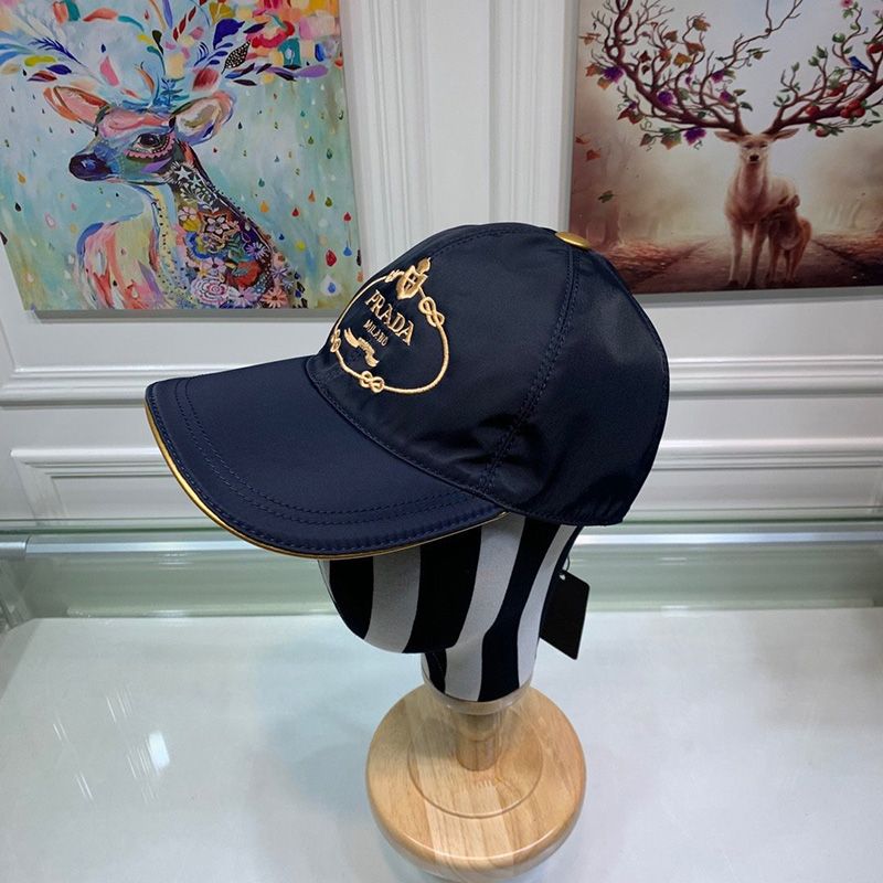 Prada Nylon Baseball Cap In Blue