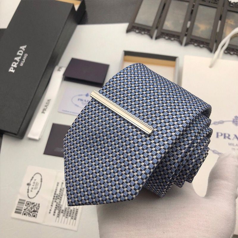 Prada Silk Tie In Blue