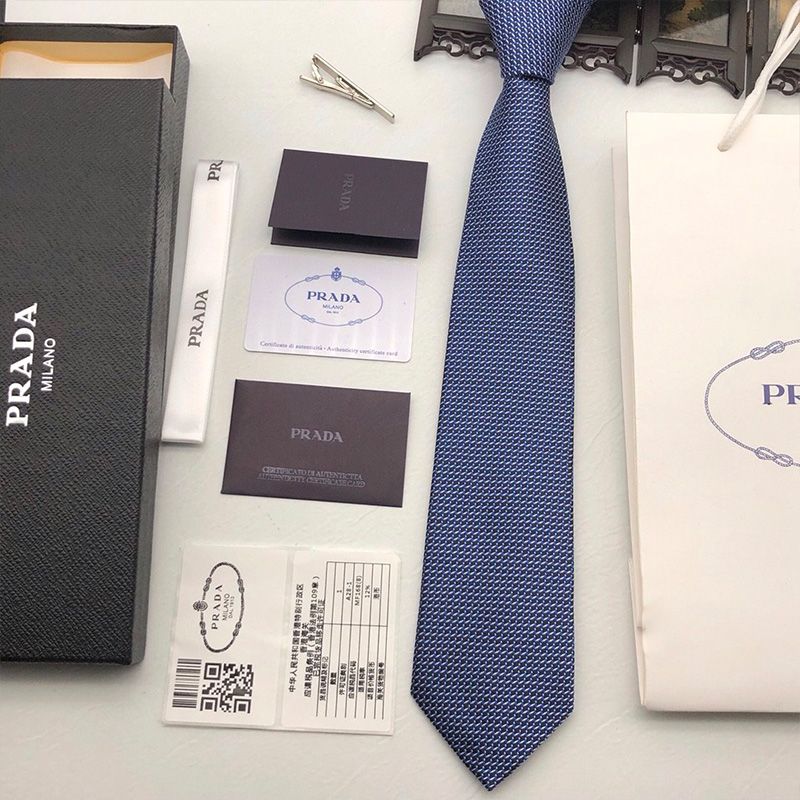 Prada Silk Tie In Navy Blue