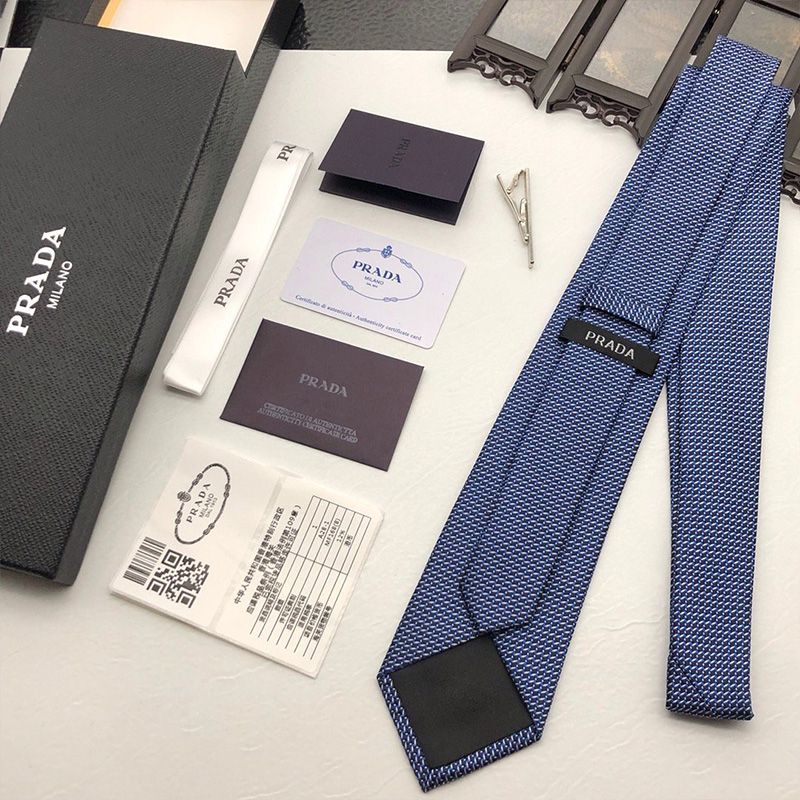 Prada Silk Tie In Navy Blue