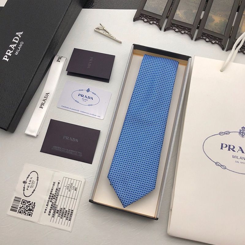 Prada Silk Tie In Sky Blue