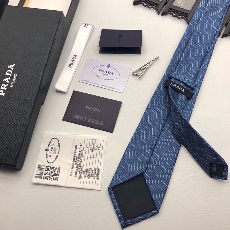 Prada Tie With Flat Graphics Print In Blue