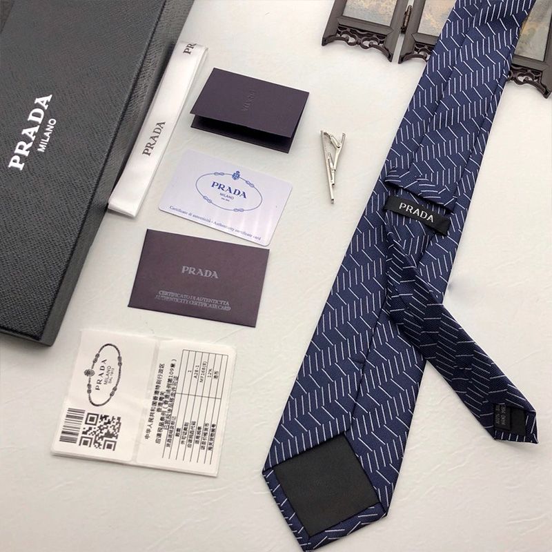 Prada Tie With Flat Graphics Print In Navy Blue